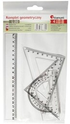 Zestaw 4-elementowy linijka kątomierz 2x ekierka 20 cm