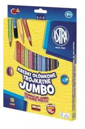 Kredki ołówkowe trójkątne Jumbo 18 kol ASTRA -