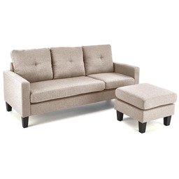 Elior Sofa beżowa wypoczynkowa z podnóżkiem A0-N41