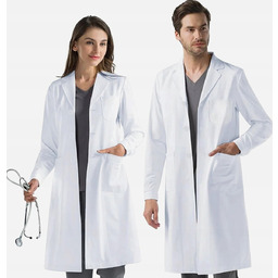 BLUZKA LABORATORYJNA UNISEX BIAŁA DŁUGI RĘKAW GUZIKI LEKKA