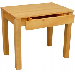 Stół Z Dużą Szufladą Drewniany Masywny 90X60 Olcha