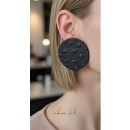 Pakamera Kolczyki SUN duże czarne koła skóra naturalna