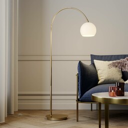 Lampa łukowa Lindby Cynthia, kolor mosiądz, szkło, 140
