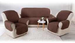 Decodoma Narzuty z podłokietnikami beżowo/brązowe