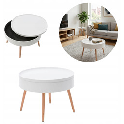 Nowoczesny Stolik Kawowy Do Salonu Okrągły Ze Schowkiem