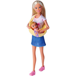 Simba 105733538 Steffi z bobasem w chuście, lalka,