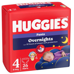HUGGIES Pieluchomajtki Overnights Pants rozmiar 4 (9-14kg), 26szt.
