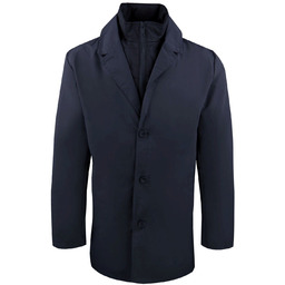 Krótki, Męski Płaszcz Przejściowy z Wysokim Kołnierzem -