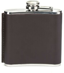 Piersiówka stalowa Kikkerland Leather Hip Flask - brown