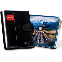 Duży portfel męski ze skóry naturalnej portmonetka RFID