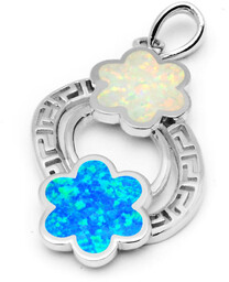 Srebrna Zawieszka Kwiatuszki z Opalem