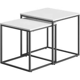 Edinos Zestaw 2 Białych Kwadratowych Stolików Kawowych M3-L55