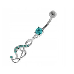 Srebrne kolczyki 925 klucz wiolinowy zielony wyjątkowy wzór