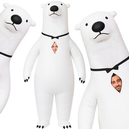 Dmuchany Kostium Niedźwiedź Polarny Biały Miś na Halloween
