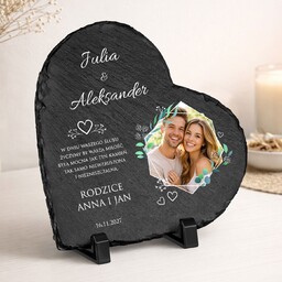 Kamienny łupek serce z nadrukiem dla pary