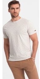 T-shirt męski fullprint z kolorowymi literami - jasnobeżowy
