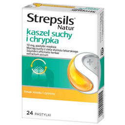 Strepsils Natur Kaszel suchy i chrypka, 24 tabletki
