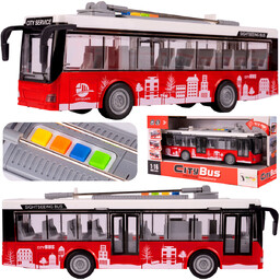 Trolejbus Autobus Miejski Interaktywny Z Napędem 1:16 Otwierane