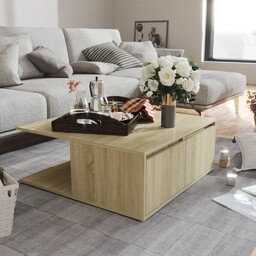 vidaXL Stolik kawowy, dąb sonoma, 80x80x31 cm, materiał