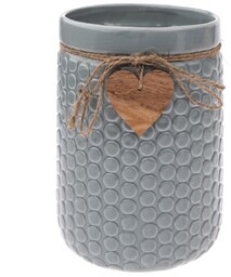 Wazon ceramiczny Wood heart jasnoniebieski, 14 x20 cm