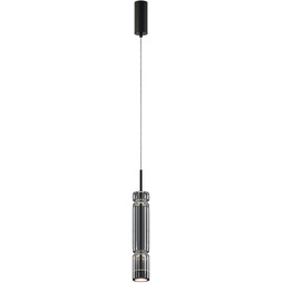 ORDO Lampa wisząca czarna szkło dymione H365cm fi8cm