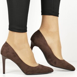 DAMSKIE CZÓŁENKA SZPILKI SERGIO LEONE 1339 CHOCOLATE BRĄZOWE