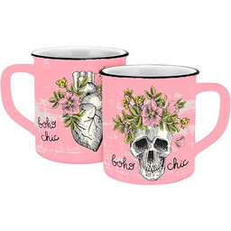 Filiżanka Skull Bohochic o wyglądzie emalii 400 ml