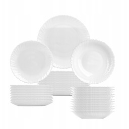 Zestaw Talerzy Białe Szkło Serwis Obiadowy Na 12