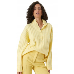 TRENDYOL ŻÓŁTY RYŻYWANY SWETER Z GOLFEM I GUZIKAMI