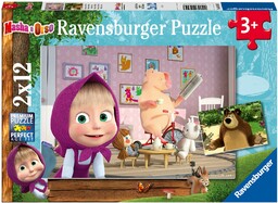Ravensburger - Puzzle 2x12 Masza i Niedźwiedź, 05645