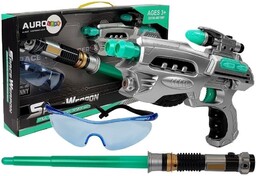 Zestaw Kosmiczny Miecz Świetlny Pistolet Okulary Ochronne Import