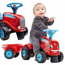Traktorek Jeździk Auto dla Dziecka z Przyczepką Kierownica