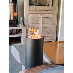 Biokominek Wolnostojący Duży Wysoki Okrągły Czarny Tornado Flame