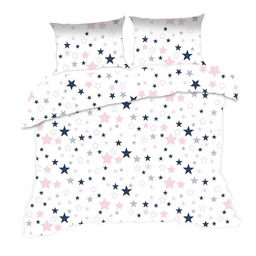 Extrapościel Pościel bawełniana 160x200 363K gwiazdki biała różowa