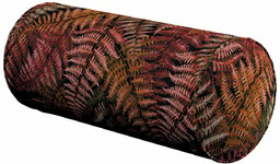 Poduszka wałek prosty, bordowo-złote liście paproci, Ø16 x