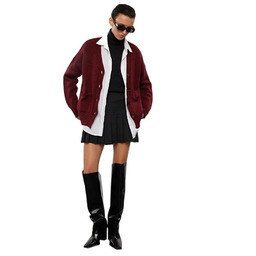 TRENDYOL BORDOWY KARDIGAN OVERSIZE Z GUZIKAMI I KIESZENIAMI