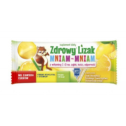 Zdrowy Lizak MNIAM-MNIAM cytryna kształt kulki, 1 szt