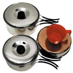 Mil-Tec Zestaw naczyń turystycznych ze stali nierdzewnej 2-osobowy