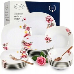 Serwis Obiadowy Porcelana Zestaw Kpl Talerzy 18 El