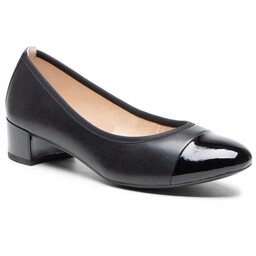 CAPRICE 9-22300-26 czarne czółenka damskie klocek skóra r.39