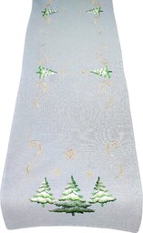 Bieżnik bożonarodzeniowy prostokątny z haftem w choinki OS-302-B