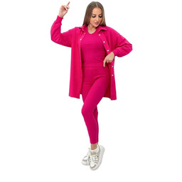 Komplet 3-częściowy bluza, top i legginsy fuksja