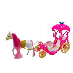 Karoca dla lalki z koniem różowa