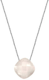 Srebrny naszyjnik 925 poduszka kamień różowy kwarc