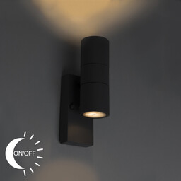 Lampa ścienna zewnętrzna ciemnoszara 2-światłowa z czujnikiem zmierzchu