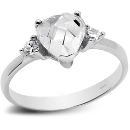 Srebrny Pierścionek Białe Diamentowe Serduszko