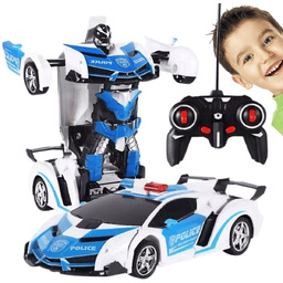Zdalnie Sterowany Samochód Auto Robot Policja Transformacja 2w1