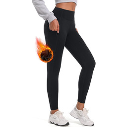 Damskie Legginsy Termoaktywne Ocieplane Wysoki Stan Termiczne Czarne