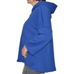 Płaszcz damski narzutka wiosenna kaptur chabrowa