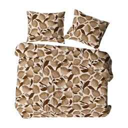 KARO Pościel z kory 160x200 kremowa brązowa liście